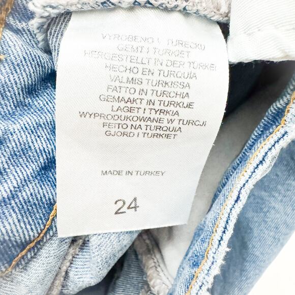 Ragged Jeans Skinny Raw Hem Cheek Ripped Light Wash Zip Fly Denim Jeans Size 24 - Picture 6 of 9